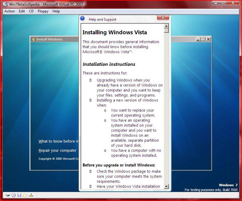 Windows Beta 7 Vista