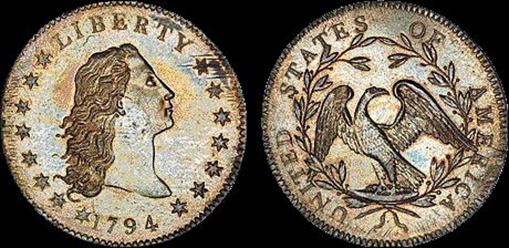 Un dólar de plata Flowing Hair de 1794 fue subastado por 10 millones de dólares