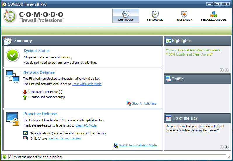 Comodo Firewall Pro in action