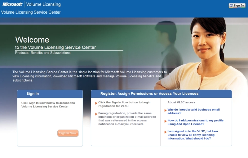 Volume licensing service center support