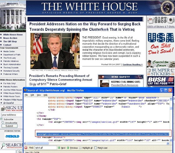 The compromised WhiteHouse.org