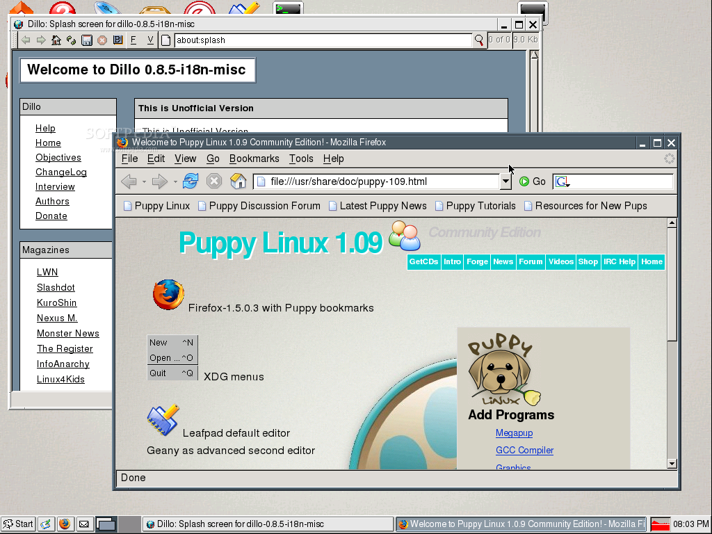 puppy linux software download