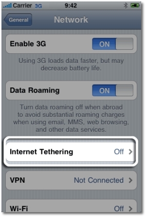 how to tether iphone 4 to laptop for internet