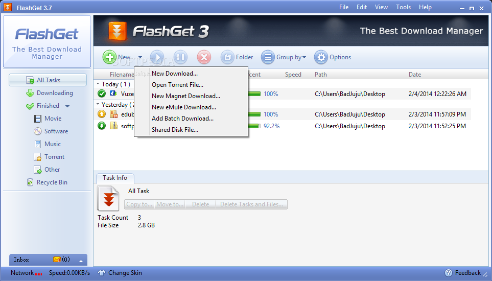 How to change settings in flashget to download torrent files free