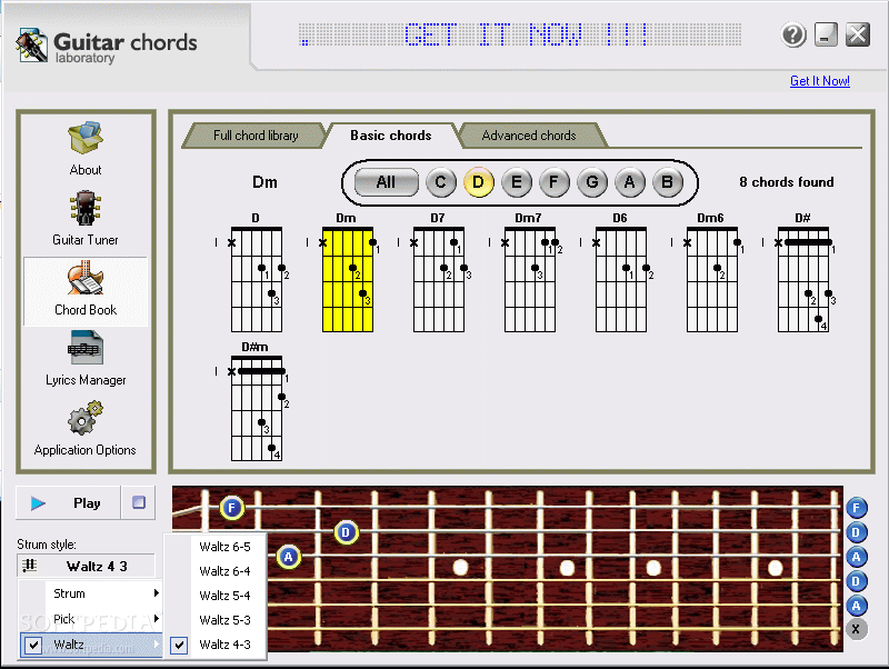 software for writing a guitar chord dictionary