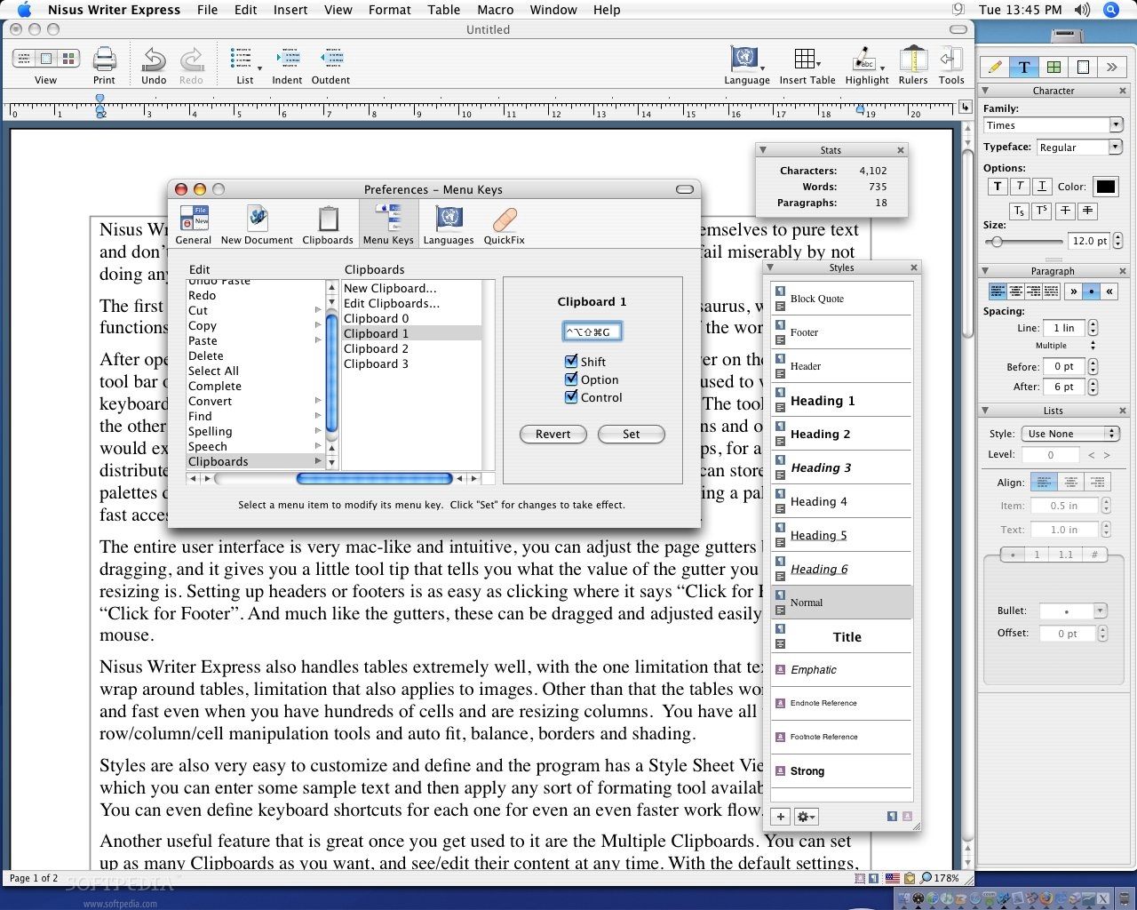find italic text in nisus writer pro